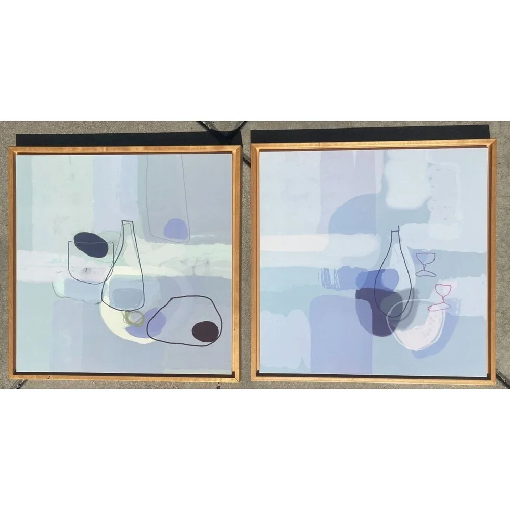 2x Vintage Ikea painting photo abstract art for kitchen 16x16